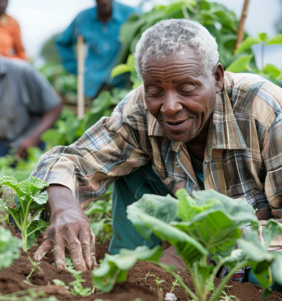 A farmer with a tablet